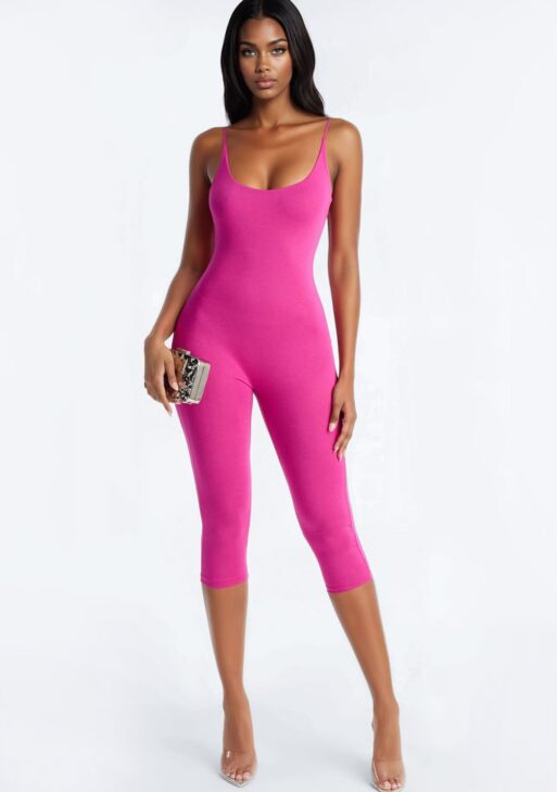 Fuchsia Sculpting Capri Jumpsuit