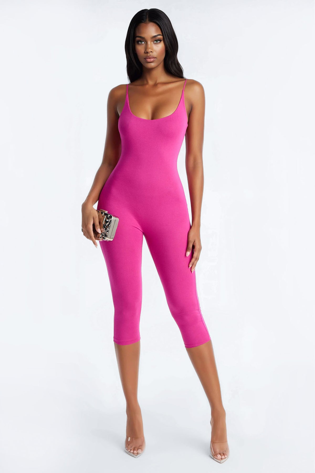 Fuchsia Sculpting Capri Jumpsuit