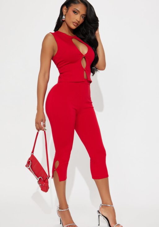 vibrant red two-piece set