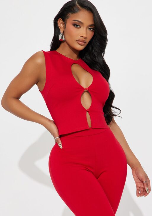 vibrant red two-piece set