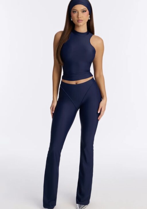 sleeveless high neck 3 piece Pant set Navy