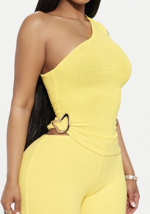 one-shoulder yellow  set